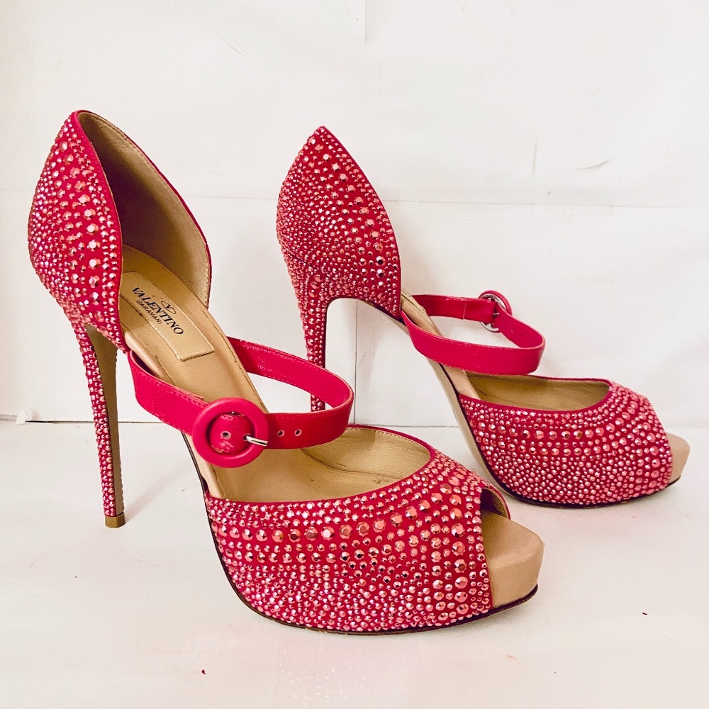 ❌SOLD❌Valentino MICROSTUD 120 Pink Strass Mary Jane Heel
